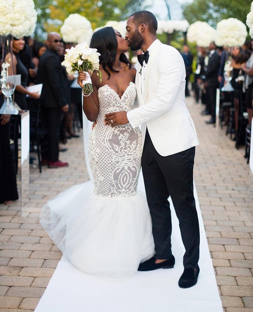 stylish bride and groom