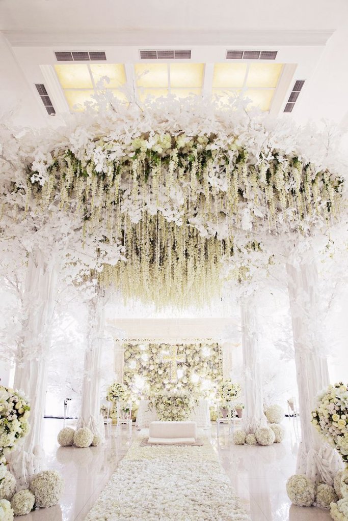 white wedding ceremony decor