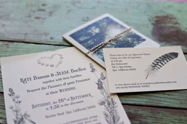 feather wedding invitations