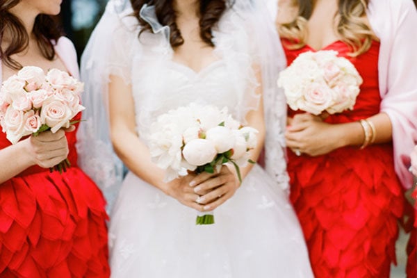 red bridesmaid dresses