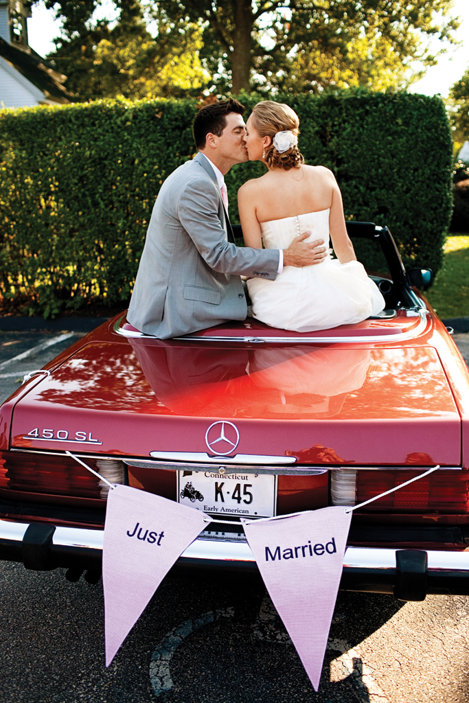 bride and groom kissing