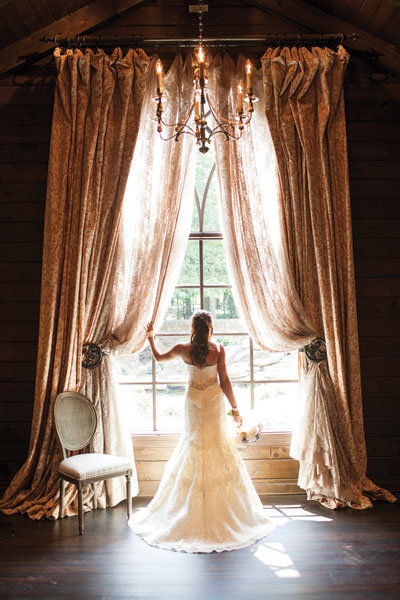 bride looking out the window