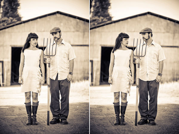 american gothic theme engagement photos