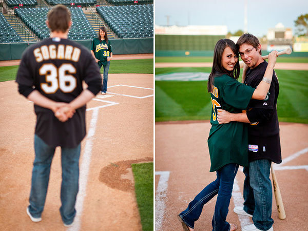 baseball theme engagement photos