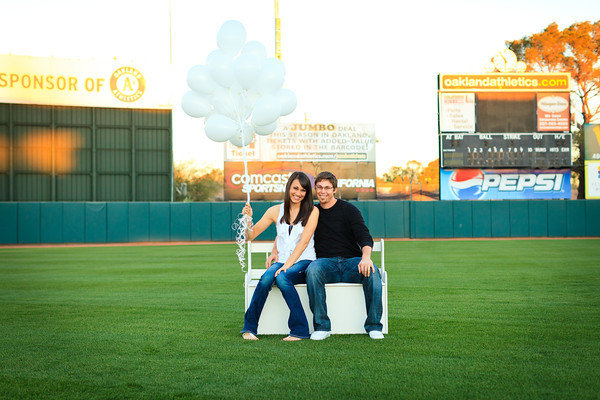 baseball theme engagement photos