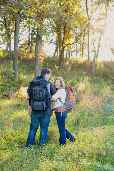 camping theme engagement photos