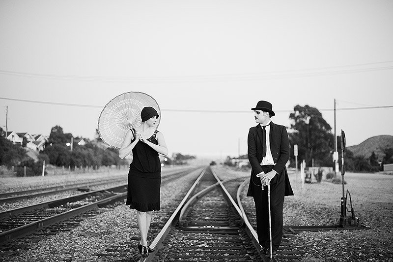 charlie chaplin theme engagement photos