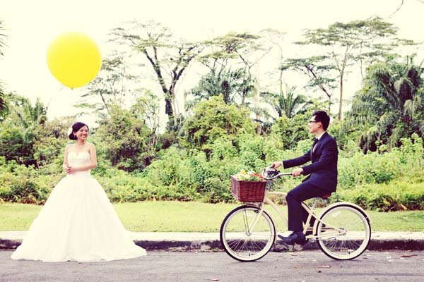 bike riding engagement photos