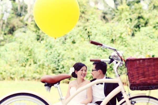 bike riding engagement photos