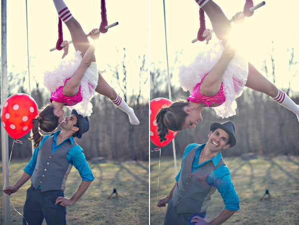 circus theme engagement photos