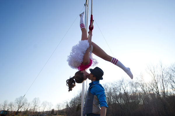 circus theme engagement photos