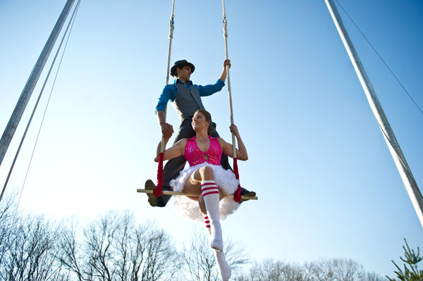 circus theme engagement photos