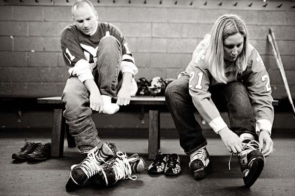 hockey theme engagement photos