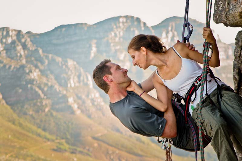 rock climbing engagement photos