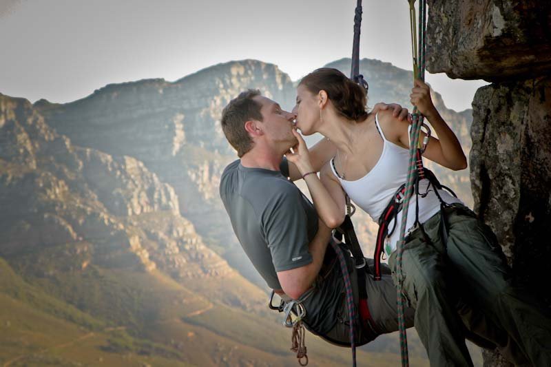 rock climbing engagement photos