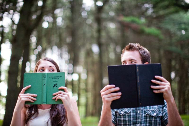 school theme engagement photos