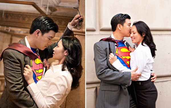 superman theme engagement photos