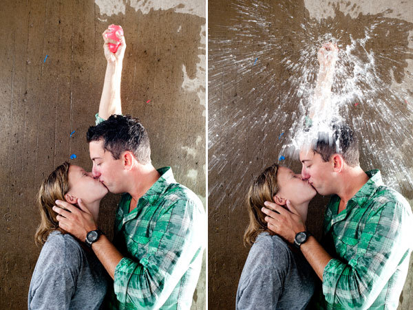 water balloons engagement photos