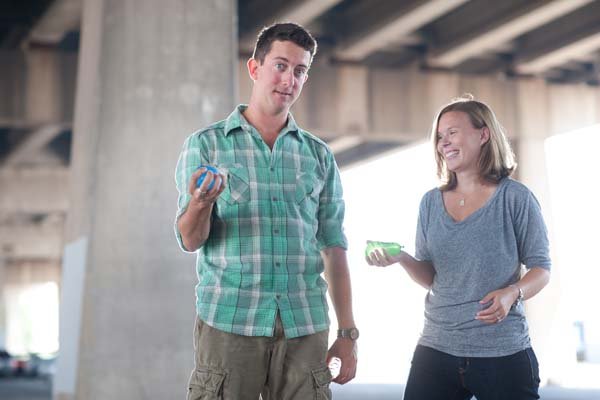 water balloons engagement photos