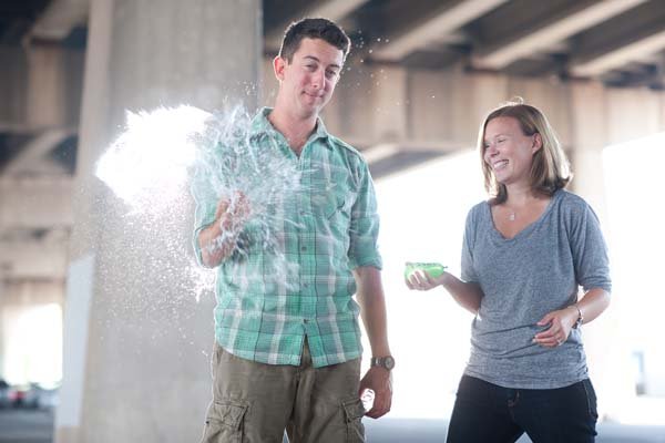 water balloons engagement photos