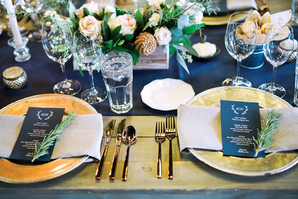 winter wedding place setting