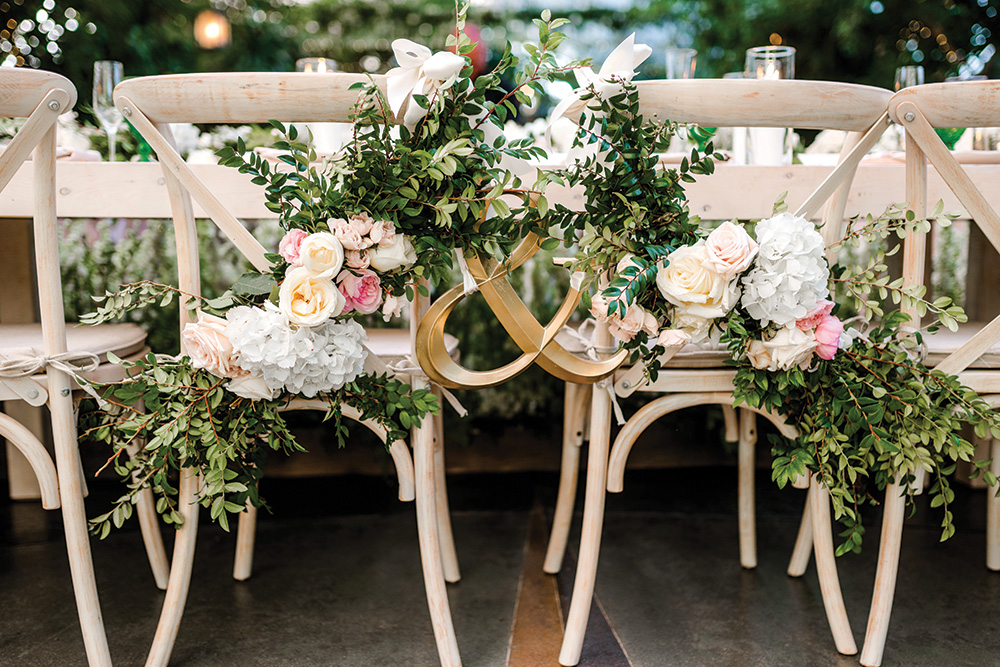 bride and groom sweetheart table chairs