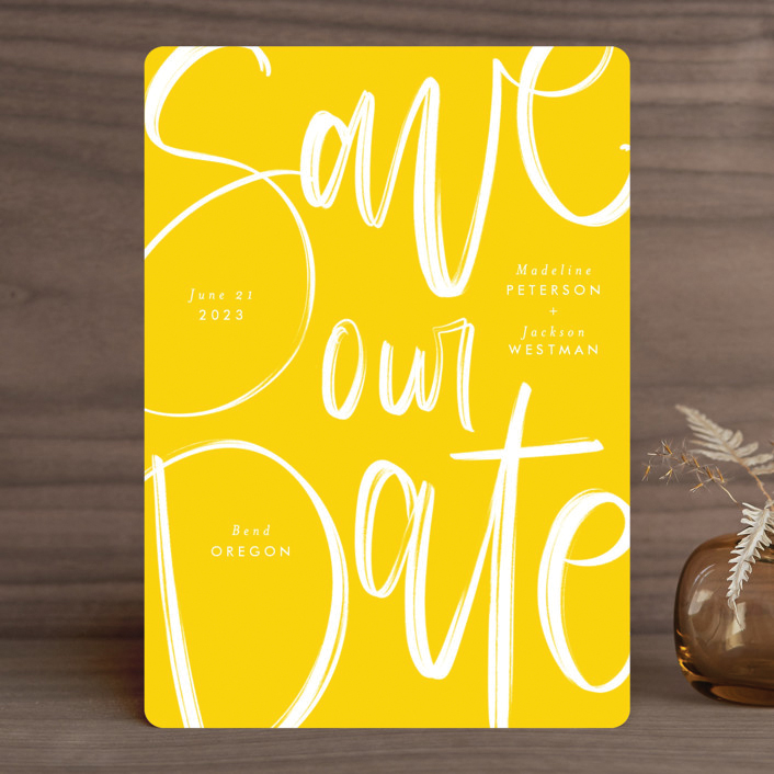 yellow save the date card