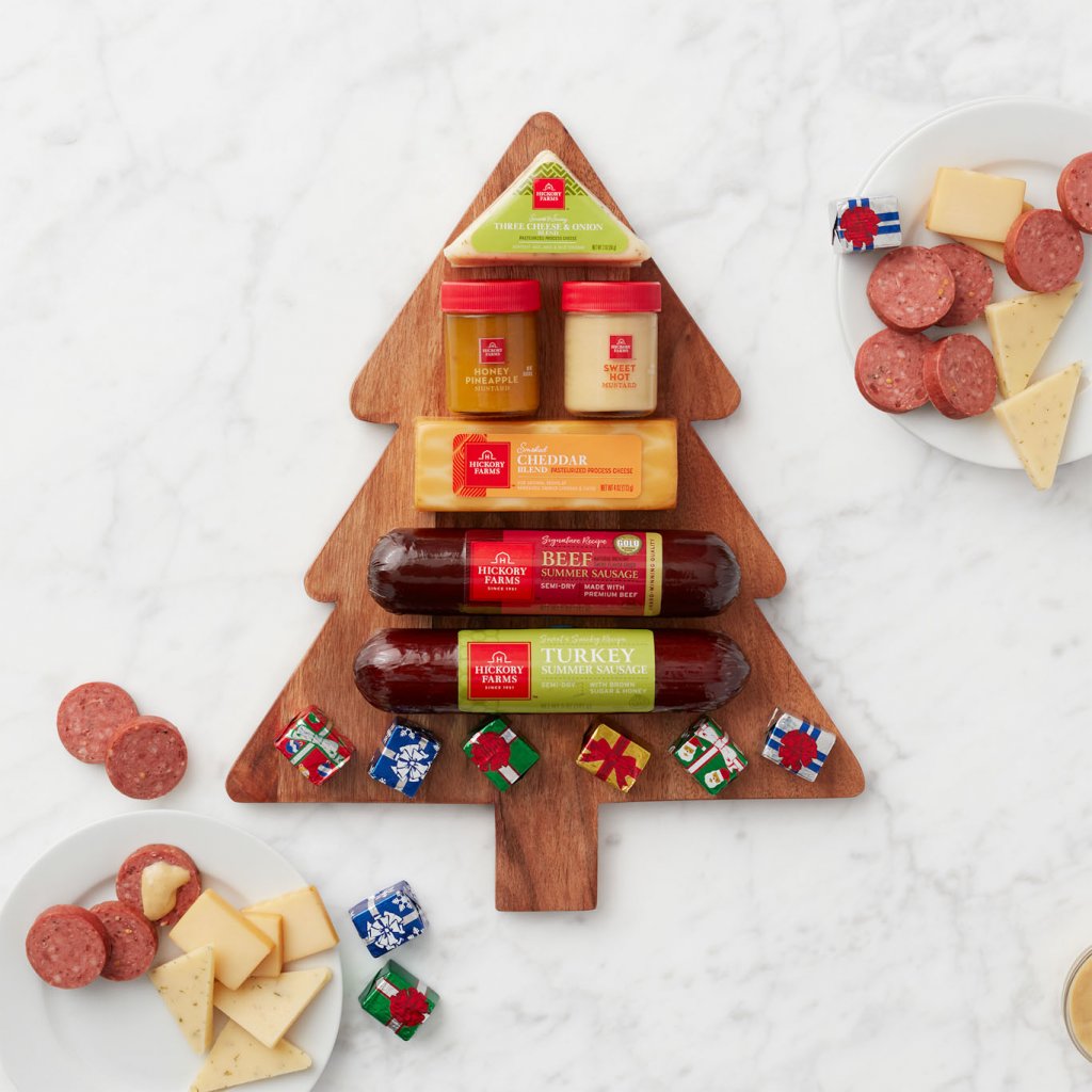 Hickory Farms christmas tree board gift set