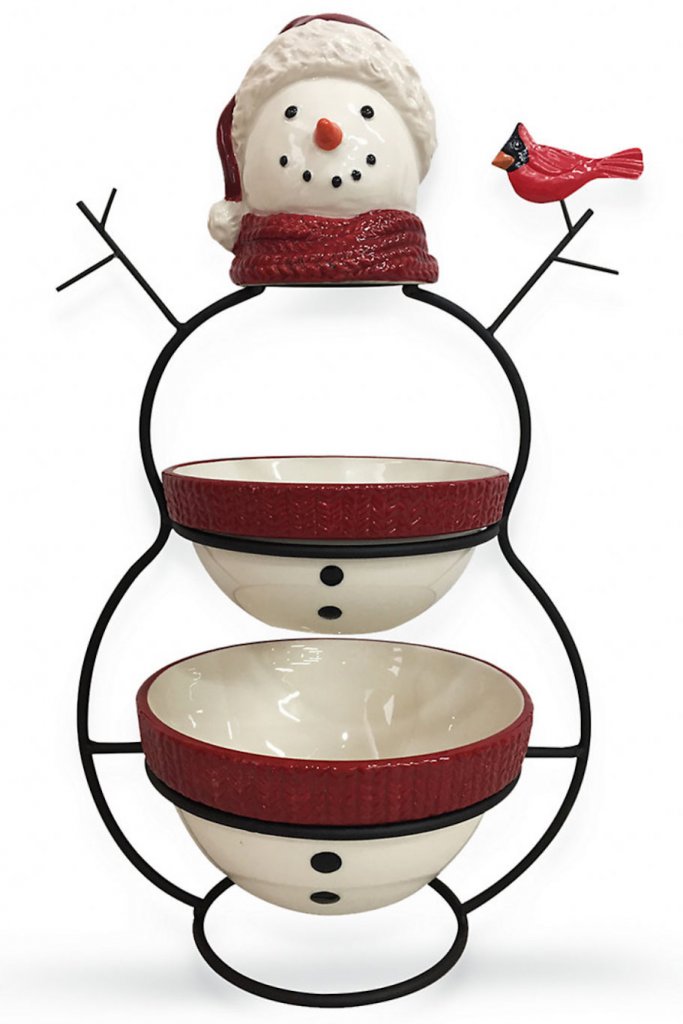 st nicholas square snowman serving tray