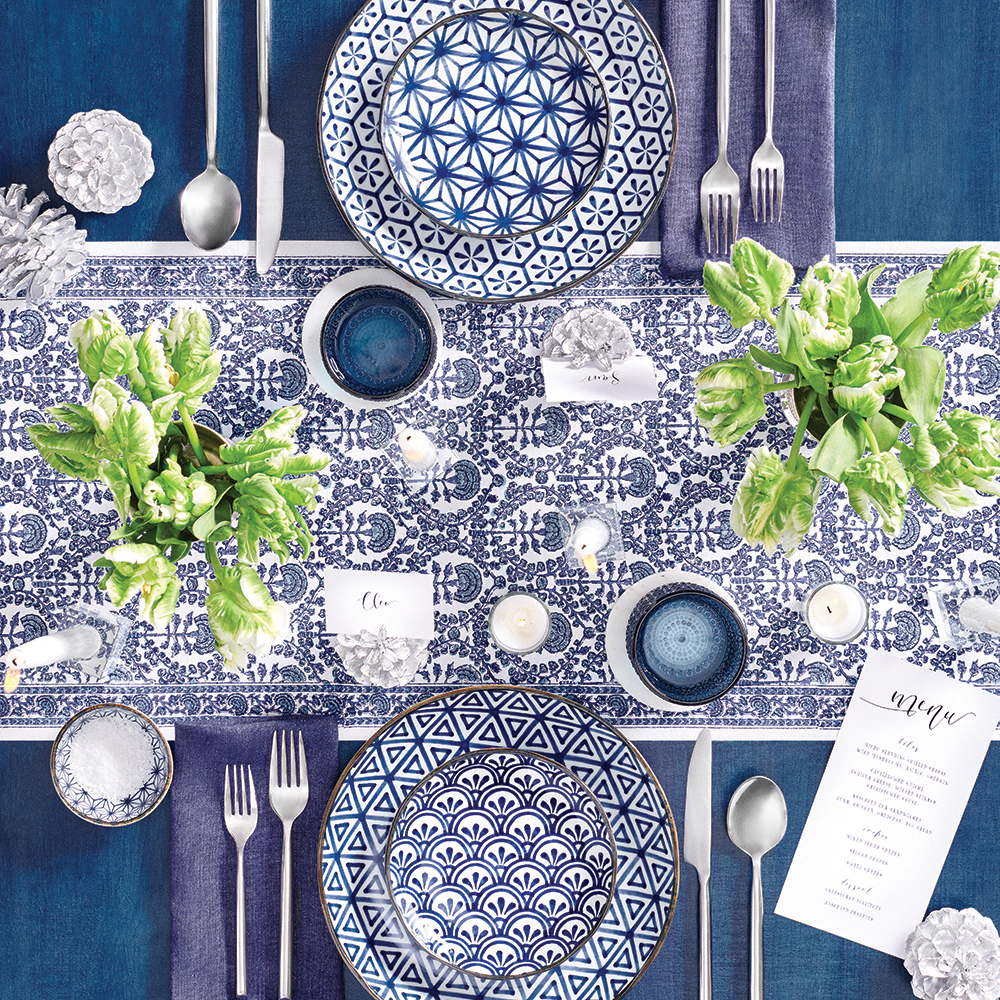 Blue wedding tablescape