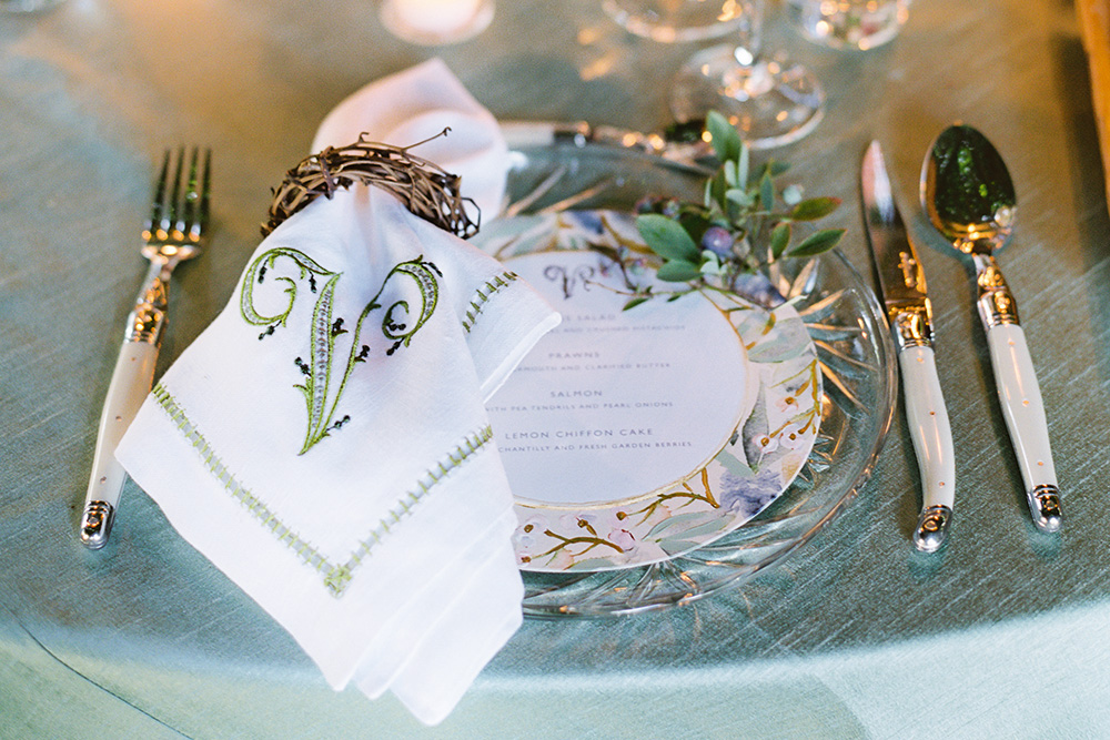 Garden wedding place setting