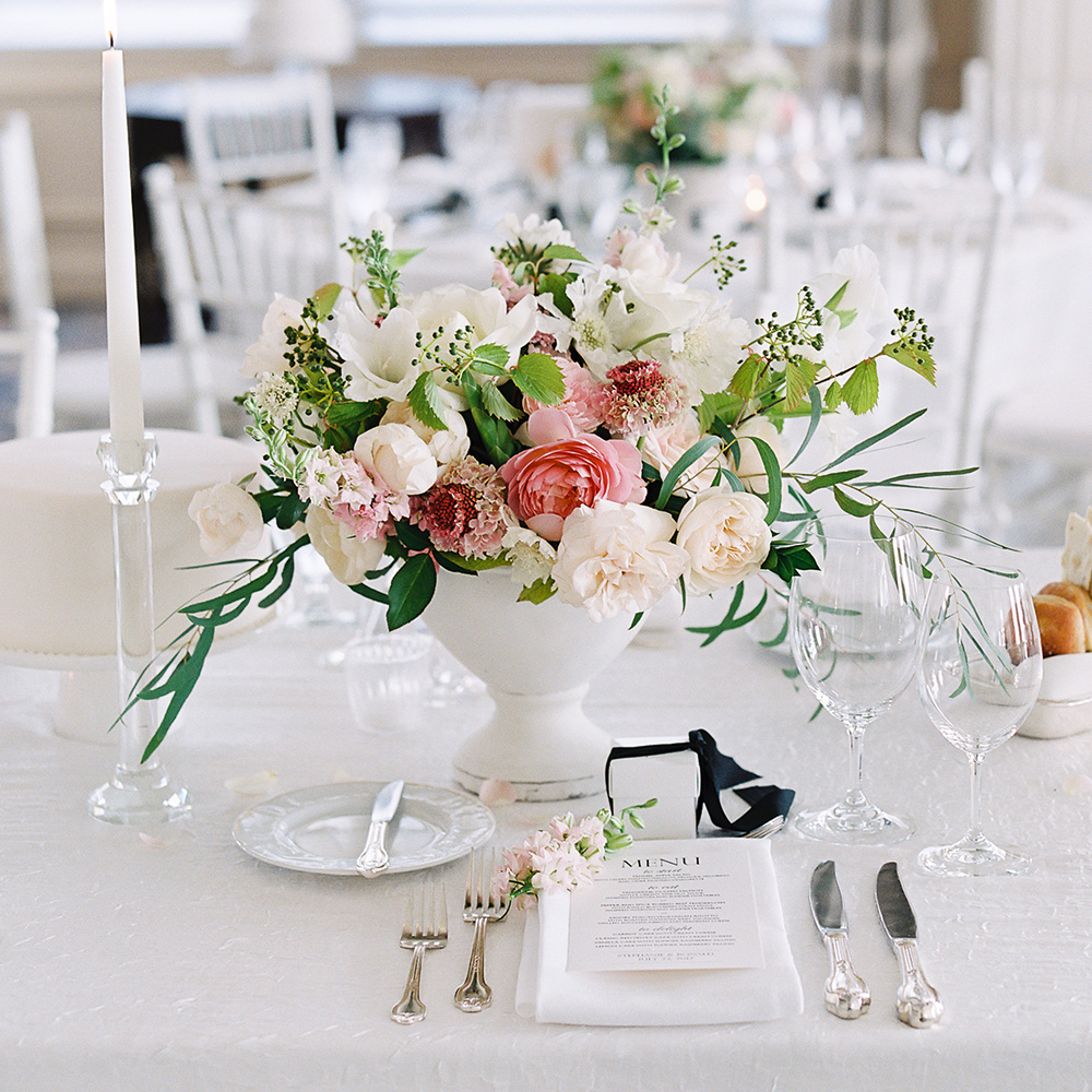 Timeless romance wedding centerpiece