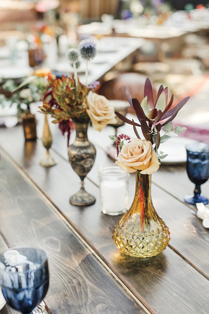 Individual floral buds wedding centerpiece