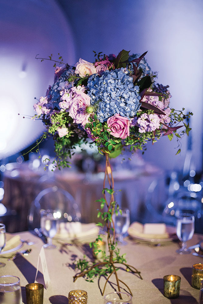 purple wedding centerpiece