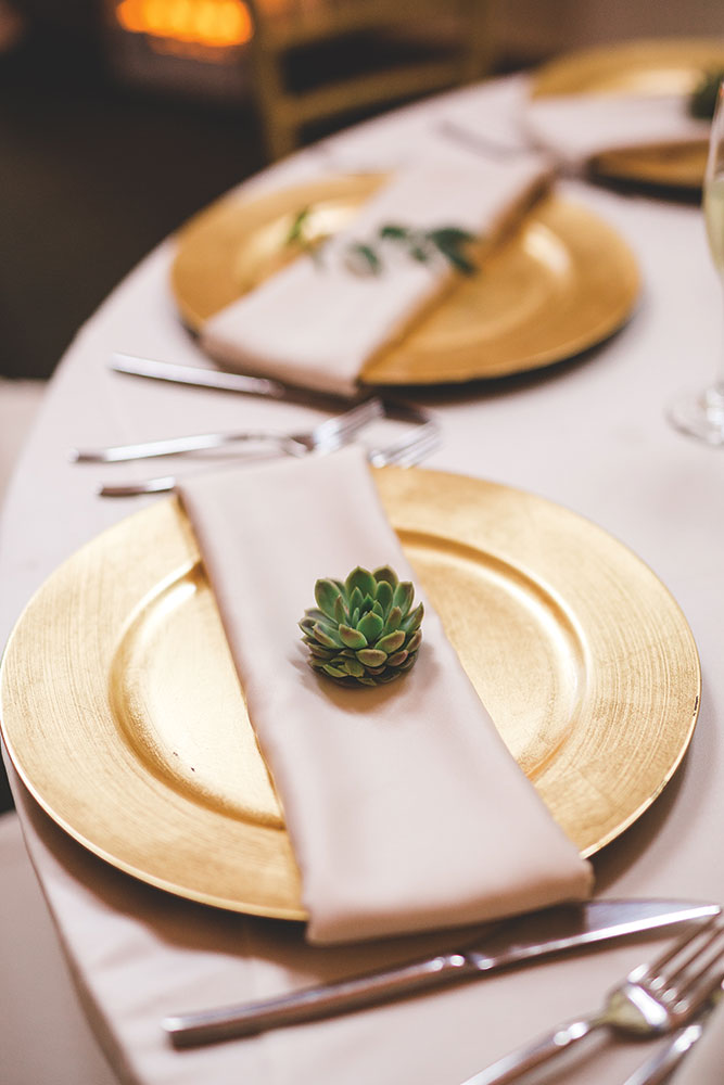 Succulent wedding place setting