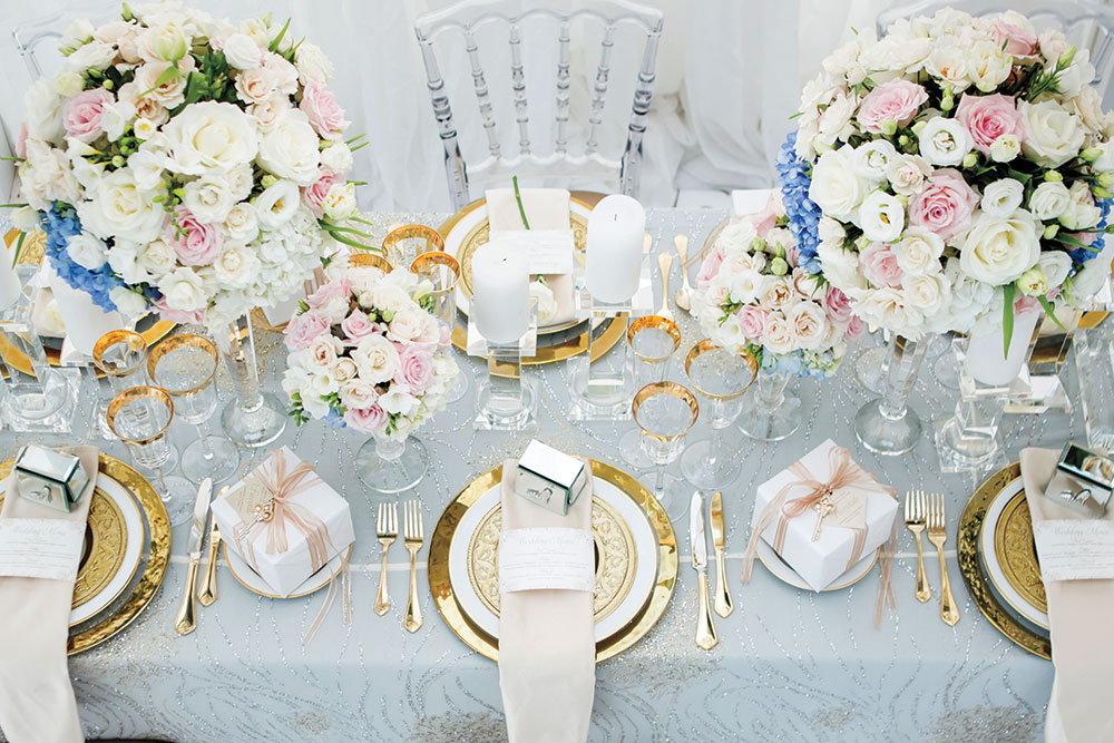 Romantic wedding place setting