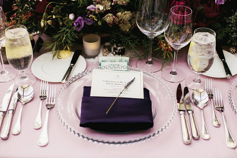 winter wedding place setting