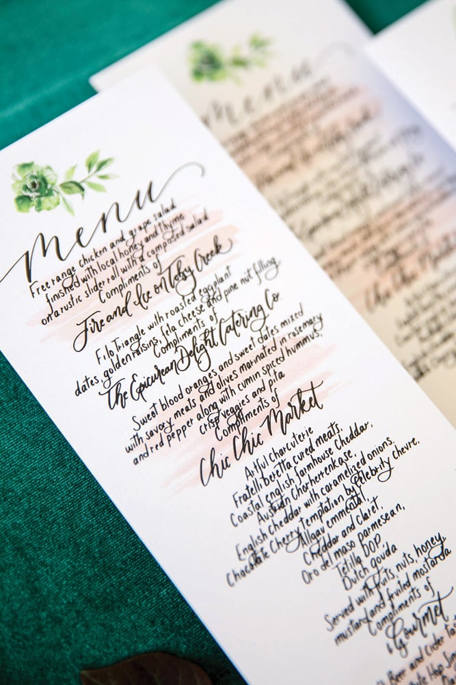 Wedding menu card