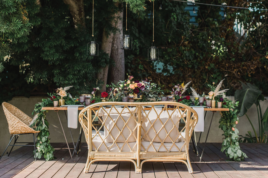 boho chic outdoor wedding reception