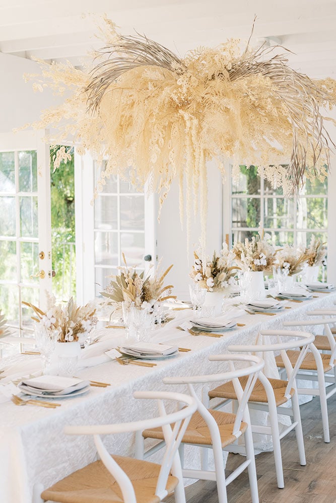 neutral wedding reception decor