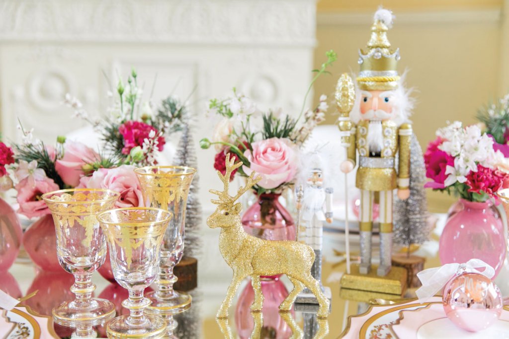 gold nutcracker wedding reception decor