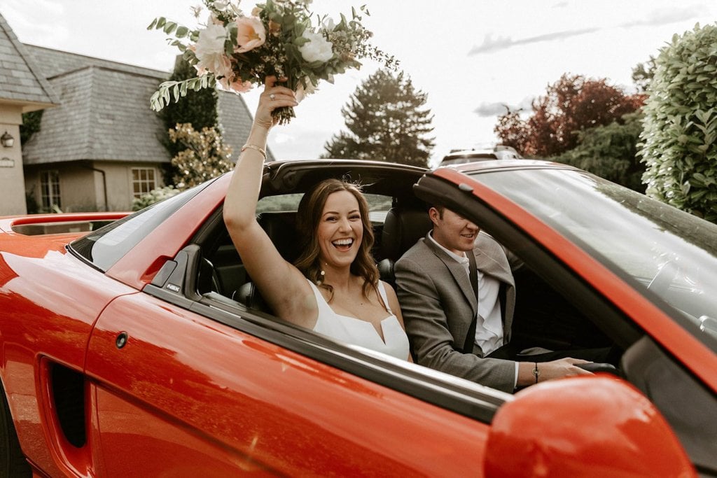 relaxed bride and groom