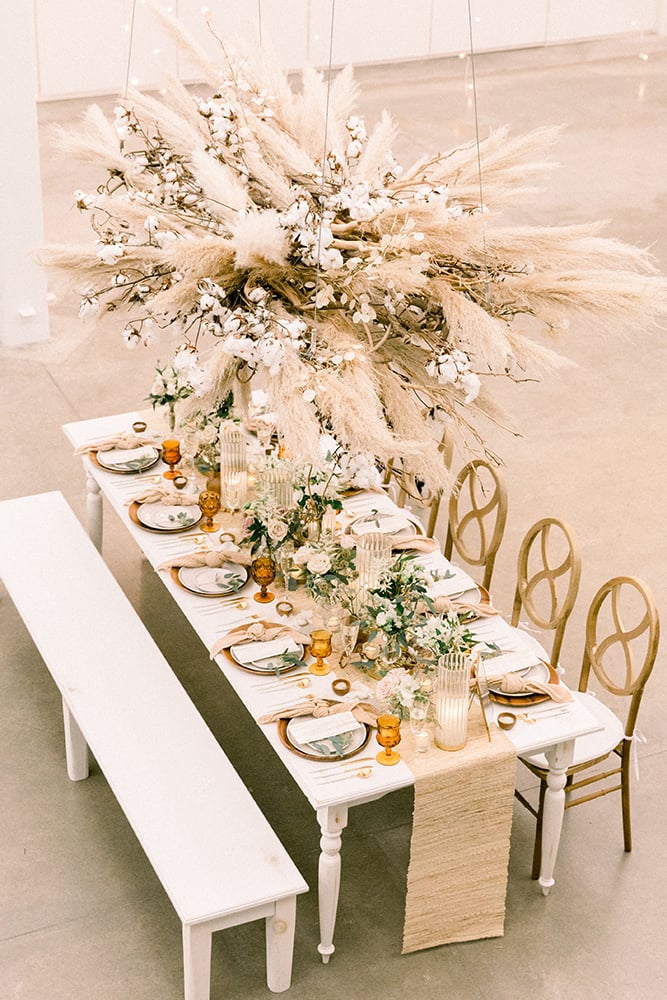 Pampas grass wedding centerpiece