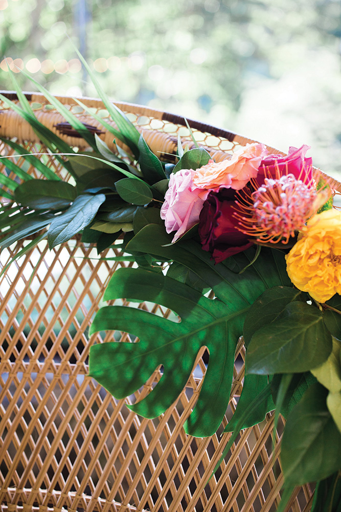 tropical boho wedding chair decor