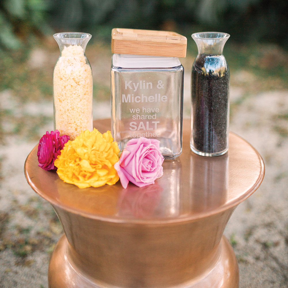 tropical boho wedding salt ceremony