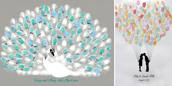 thumbprint guestbook peacock balloons