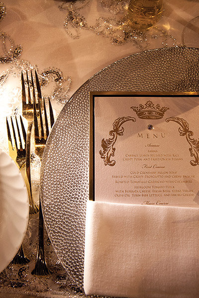 gold menu card