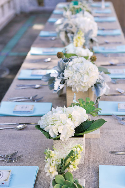 white flowers and succulents