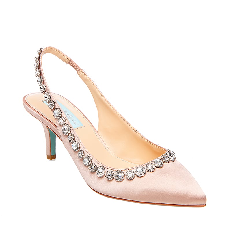 CICI nude satin mule shoe by Betsey Johnson Blue