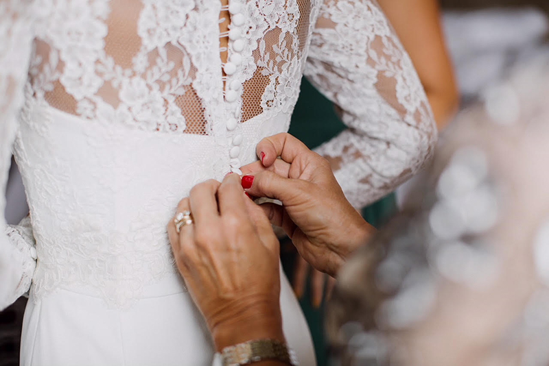 back of wedding gown detail